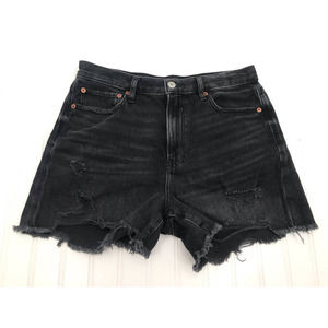 American Eagle Black Washed 90s Boyfriend Distressed Denim Shorts Size 8